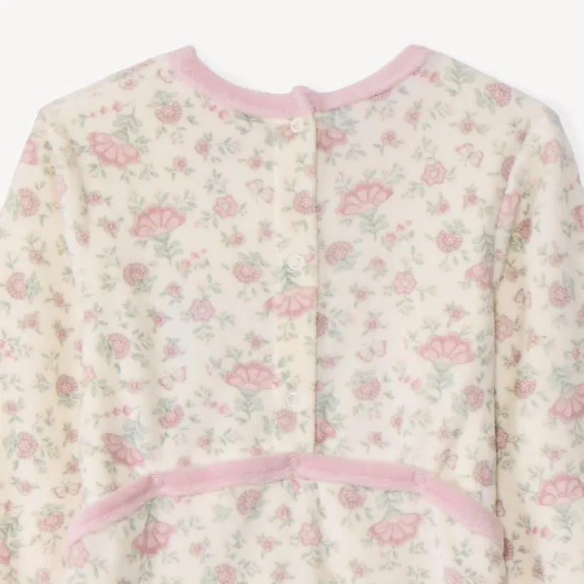 Dors-bien imprimé fleuri + gilet pour bébé fille avec ouvertures différentes selon l'âge