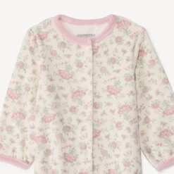 Dors-bien imprimé fleuri + gilet pour bébé fille avec ouvertures différentes selon l'âge