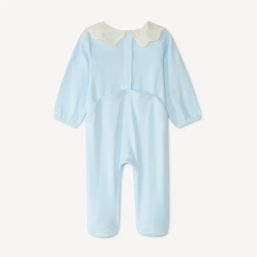Dors bien léger avec col claudine en broderie anglaise pour bébé fille