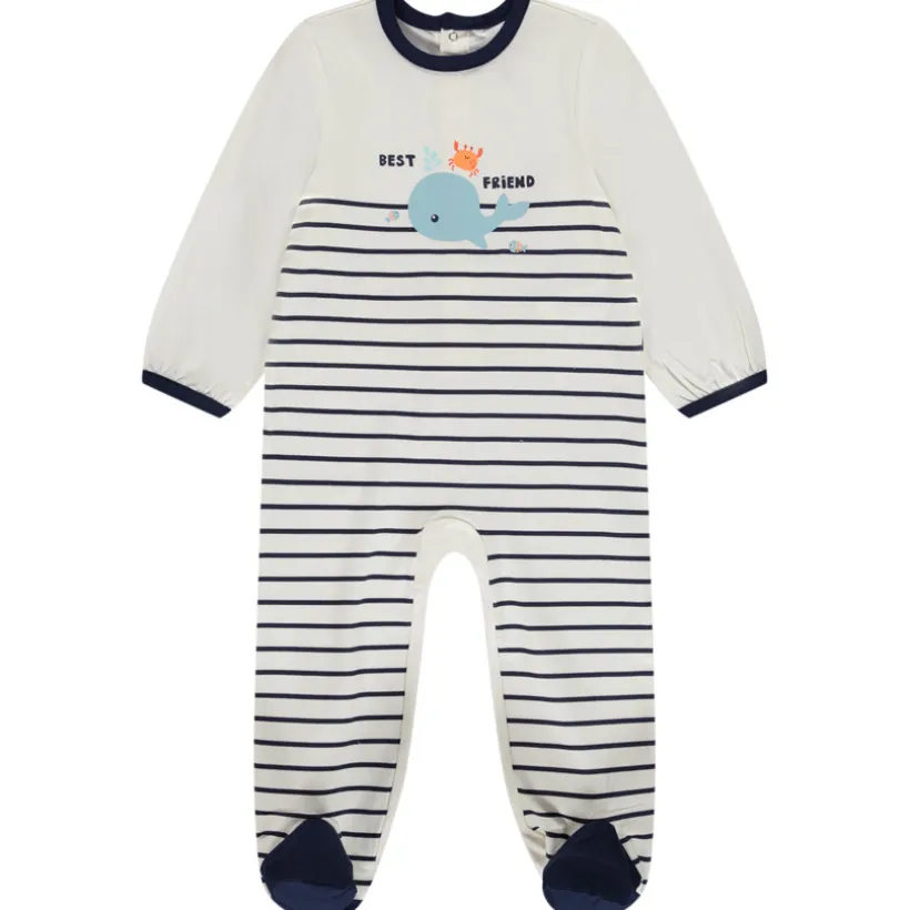 Dors-bien rayé print baleine pour bébé garçon avec ouvertures différentes selon l'âge