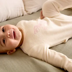 Dors-bien uni en velours à motif fantaisie pour bébé fille