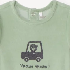Dors-bien uni en velours printé pour bébé garçon