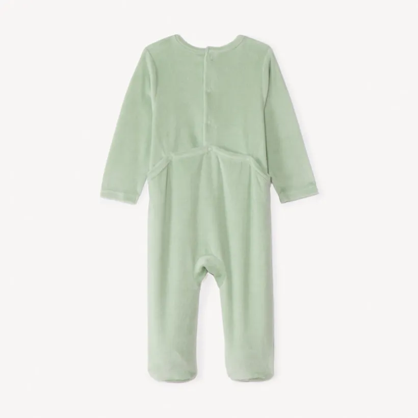 Dors-bien uni en velours printé pour bébé garçon