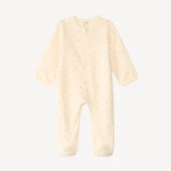 Dors-bien zippé en velours rayé bébé fille