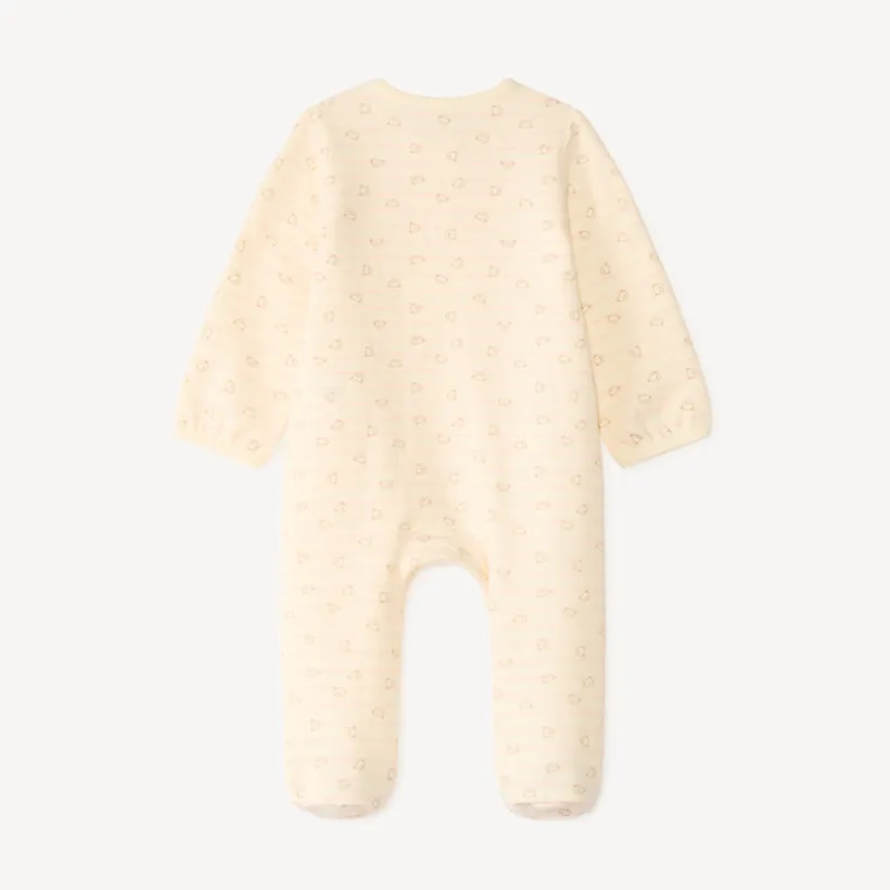Dors-bien zippé en velours rayé bébé fille