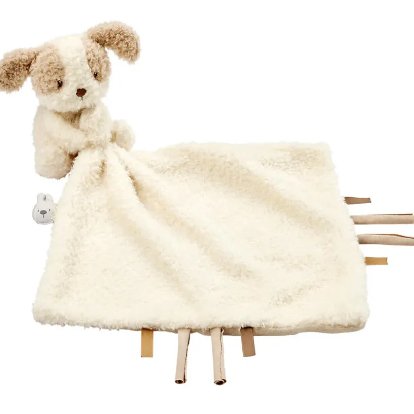 Doudou avec peluche chien - Teddy - Ecru