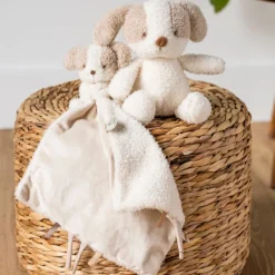 Doudou avec peluche chien - Teddy - Ecru