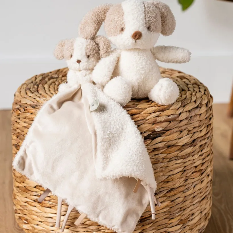 Doudou avec peluche chien - Teddy - Ecru