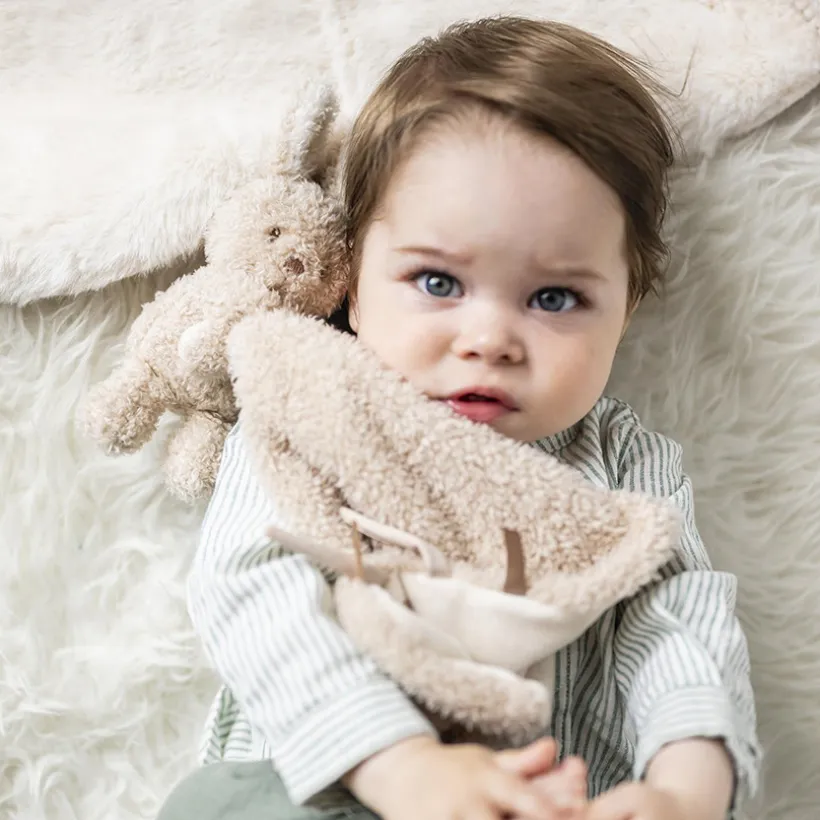 Doudou avec peluche lapin - Teddy - Beige -
