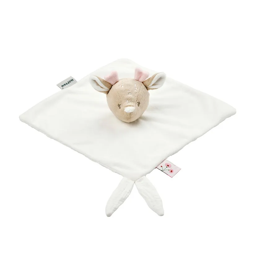 Doudou biche - Fanfan - velours blanc cassé - 27x27 cm