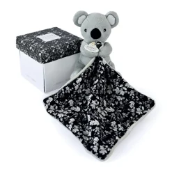 Doudou Boh'aime koala gris avec mouchoir imprimé