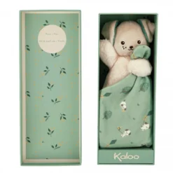 Doudou chien avec carré Vert