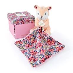 Doudou Faon beige avec mouchoir Boh'Aime 12cm
