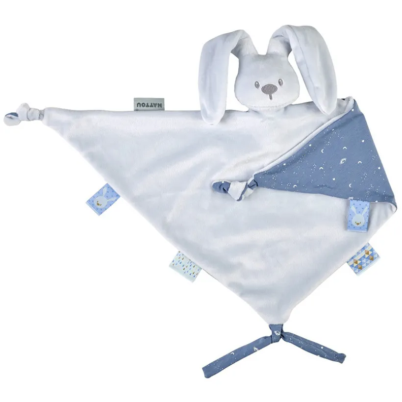 Doudou maxi Lapidou plat gris Glow à motif qui brille dans le noir