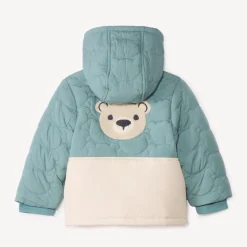 Doudoune doublée avec capuche amovible et patch brodé pour bébé garçon