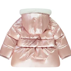 Doudoune en toile et sherpa rose effet matelassé pour bébé fille