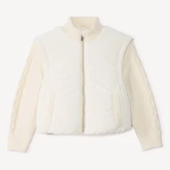 Doudoune et toile et tricot à col montant pour fille