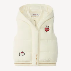 Doudoune fille sans manches à capuche patch Hello Kitty