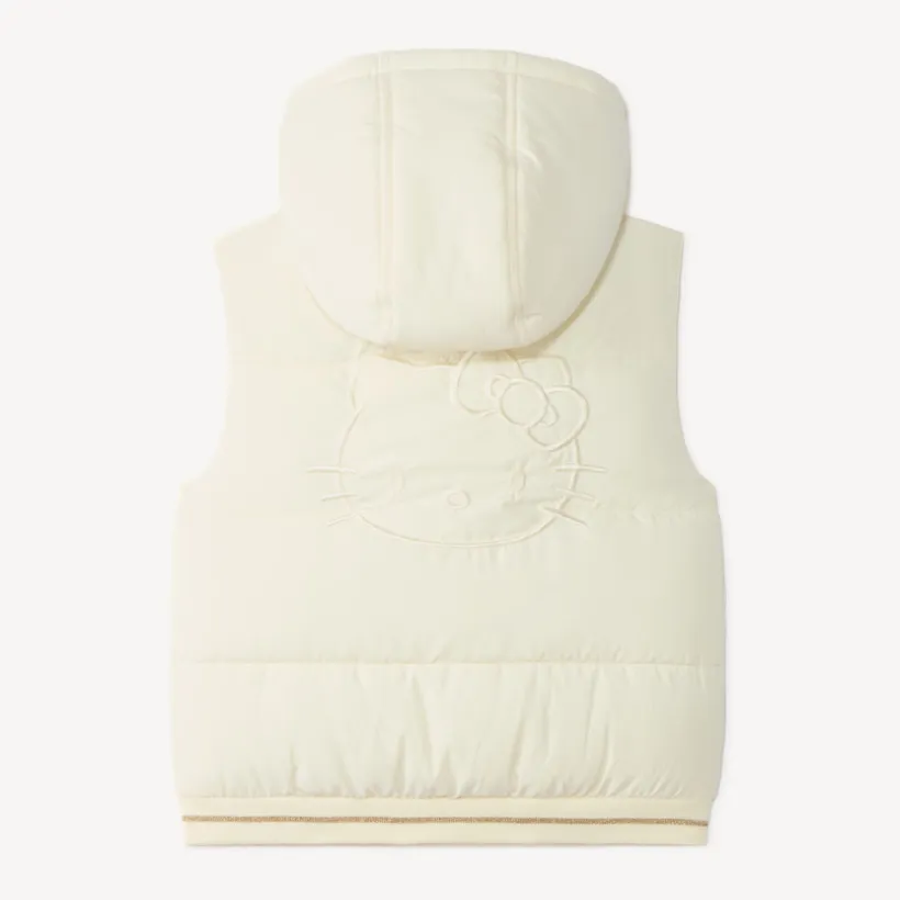 Doudoune fille sans manches à capuche patch Hello Kitty