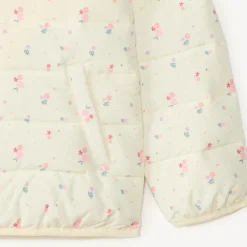 Doudoune fine matelassée à capuche imprimé fleuri pour fille