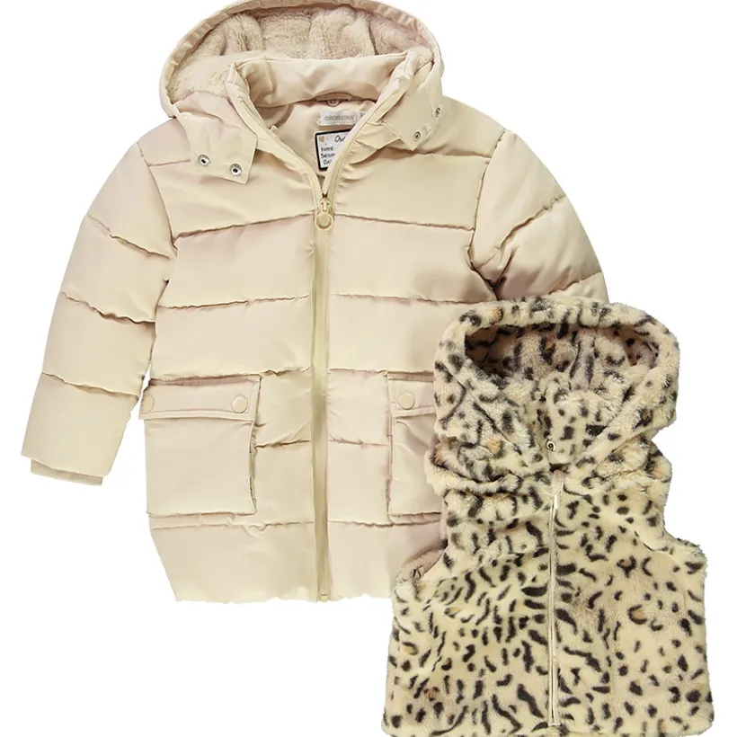 Doudoune imperméable 2 en 1 doublée sherpa avec gilet pour fille