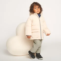Doudoune longue manches longues en sherpa + capuche pour bébé garçon
