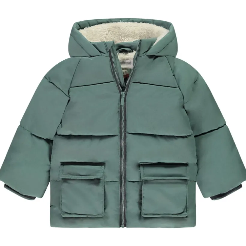 Doudoune longue manches longues en sherpa + capuche pour bébé garçon
