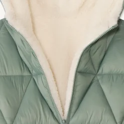 Doudoune longue réversible bi-matière pour fille