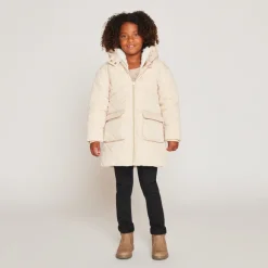 Doudoune manches longues en twill et sherpa + gilet pour fille