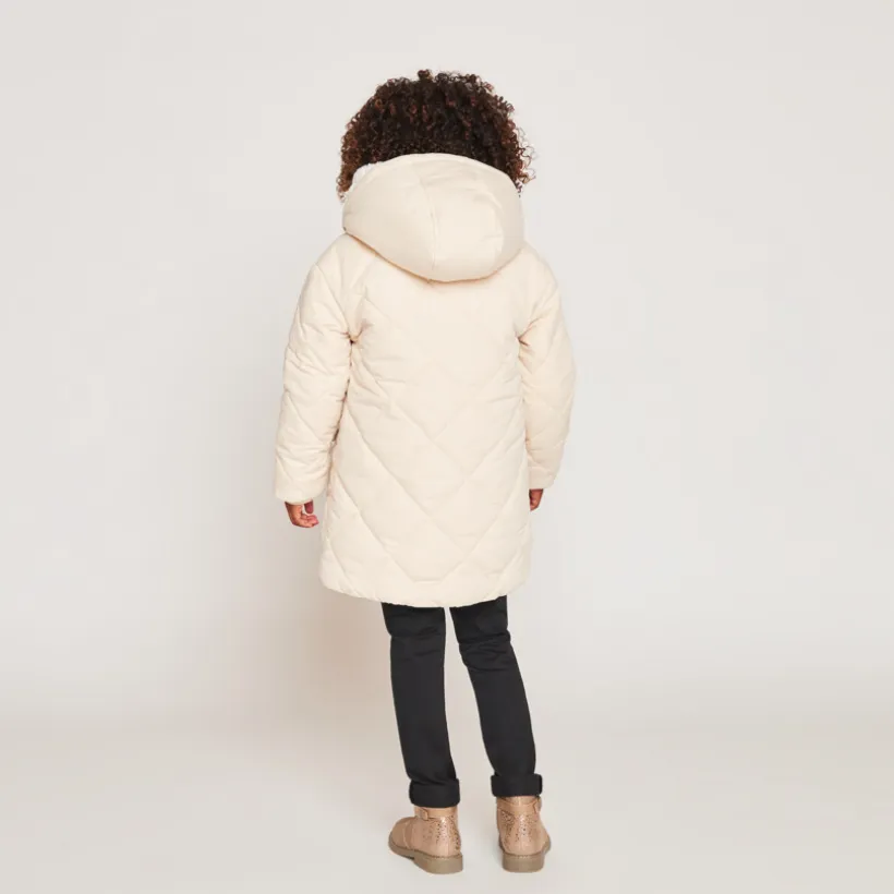 Doudoune manches longues en twill et sherpa + gilet pour fille