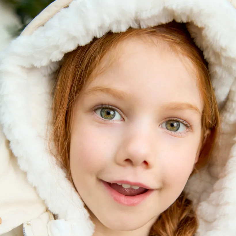 Doudoune manches longues en twill et sherpa + gilet pour fille