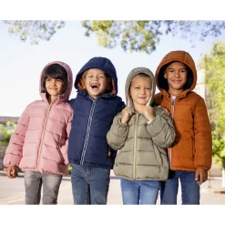 Doudoune matelassée à capuche doublée micropolaire pour enfant fille