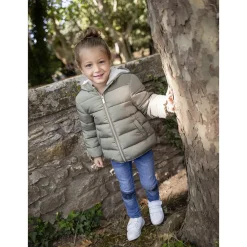 Doudoune matelassée à capuche doublée micropolaire pour enfant fille