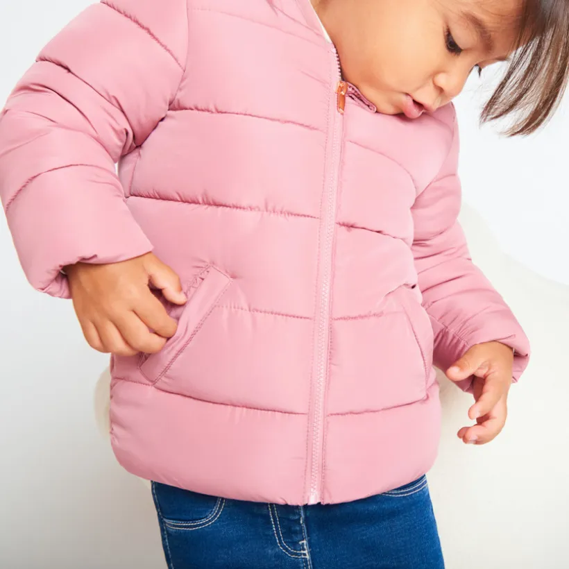 Doudoune matelassé en toile et micro polaire pour bébé fille