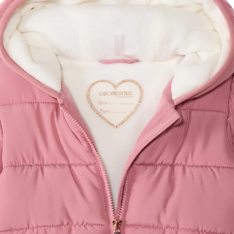 Doudoune matelassé en toile et micro polaire pour bébé fille