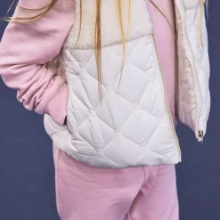 Doudoune sans manches bi-matière sherpa/padding pour fille