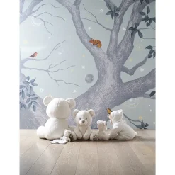 Doudou ourson à détails brodés argentés
