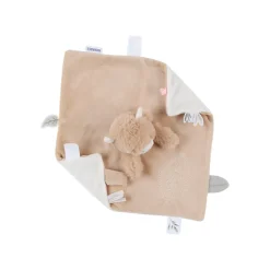 Doudou plat en veloudoux Fluffy la vache beige