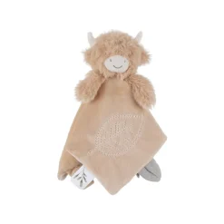 Doudou plat en veloudoux Fluffy la vache beige