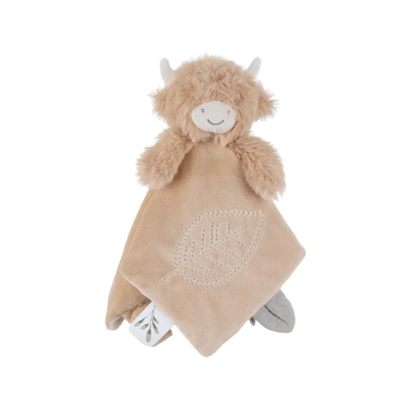 Doudou plat en veloudoux Fluffy la vache beige