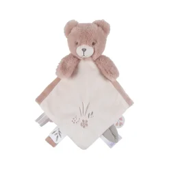 Doudou plat en veloudoux Lily l'ours rose