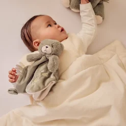Doudou plat en veloudoux Orso l'ours kaki