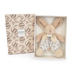 Doudou plat Lapin 18 cm beige sable