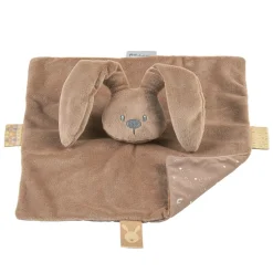 Doudou plat lapin Lapidou taupe imprimé phosphorescent