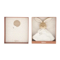 Doudou plat rond lapin crème
