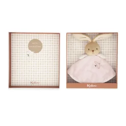 Doudou plat rond lapin rose