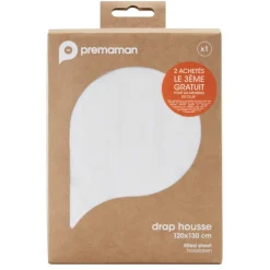 Drap housse pour lit jumeaux Noah 120 x 130 cm blanc