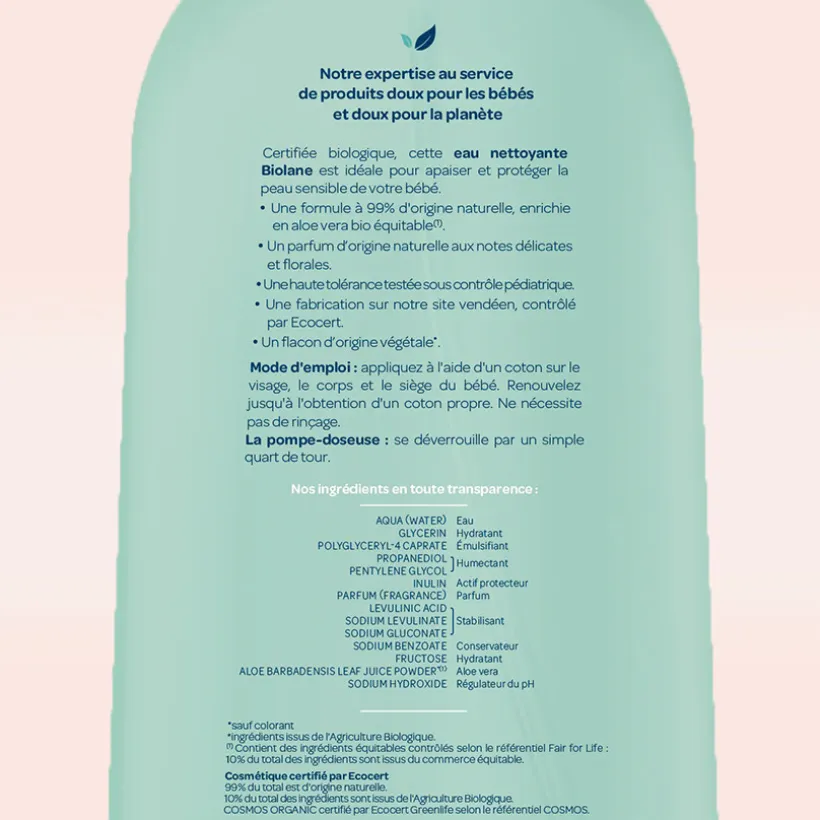 Eau nettoyante certifiée biologique 500 ml