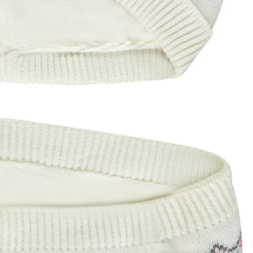 Ensemble bonnet ludique + snood en tricot de Noël pour bébé