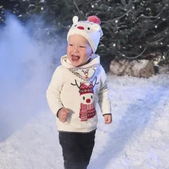 Ensemble bonnet ludique + snood en tricot de Noël pour bébé